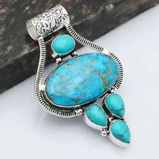 Turquoise Gemstone Ethnic Handmade Pendant Jewelry 2.4" AP-27391