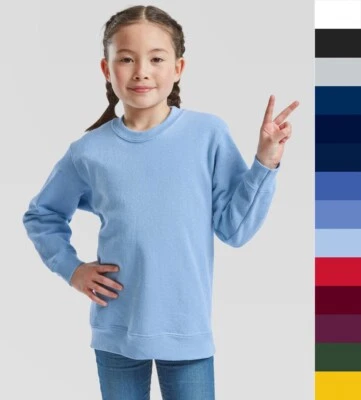 Fruit of the Loom Kinder langarm Sweatshirt 104-164 Set-In 62-041-0 NEU