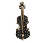 Vintage Inspired Aged Gold Tone Midnight Blue Crystal Violin Musical Instrument
