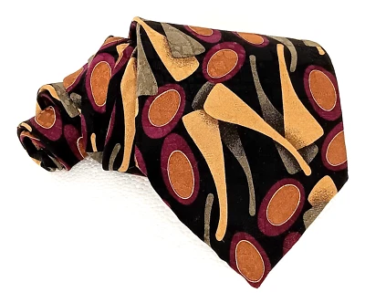 Шелковый галстук Cellini Liena Uomo абстрактный мод ар-деко 3,75x57 дюйма жаккардовый галстук США - Изображение 1 из 4