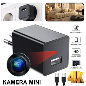 64GB Versteckt Kamera Spycam Überwachungskamera Video Ton Aufnahme Ladegerät Cam - Bild 1 von 7
