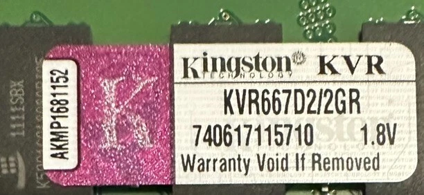 Set of 3 for 6GB - kingston KVR667D2/2GR  2GB PC2-5300 DDR2-667MHz CL5 240-Pin  - Image 1 of 2