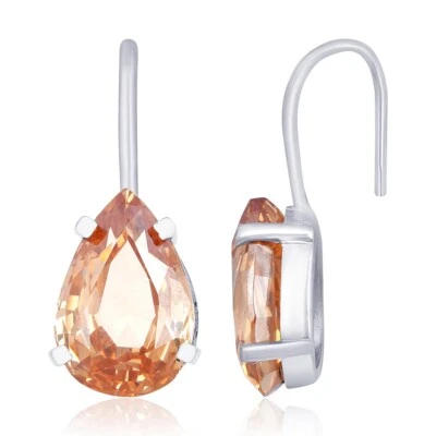 Pendiente colgante de diamantes de morganita creado en laboratorio de pera de 2 quilates enchapado en oro blanco de 14 quilates Foto 1 de 4