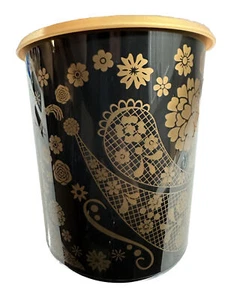 Tupperware Canister Catrinas One Touch 12-cup/2.8 L Day of the Dead Black Gold - Picture 1 of 8