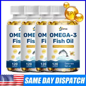 (1-4 Pack)Omega 3 Fish Oil Capsules 3x Strength 3600mg EPA & DHA,Highest Potency - Picture 1 of 16