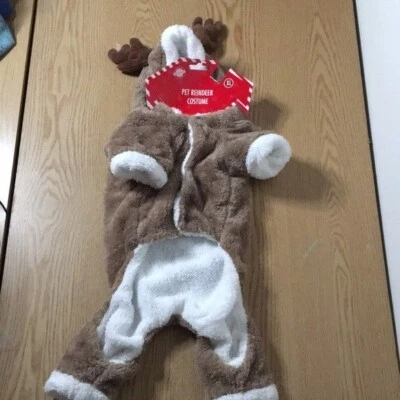 Nuevo Bronceado Blanco Navidad Reno Perrito Sudadera con Capucha Vellón Disfraz Tallas Grandes y XL Foto 1 de 4