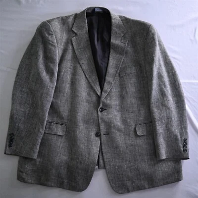 Vtg Stafford 50R Gray Herringbone 100% Silk Blazer Jacket Sport Coat - Image 1 of 4