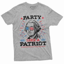 Men's Party like a patriot George Washington T-shirt USA American patriotic Tee