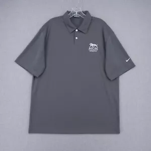 Nike Polo Shirt Adult L Large Gray White Swoosh Logo Golf Casual Embroidered - Picture 1 of 8