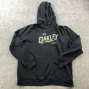 Oakley Hoodie Mens Large Black Pullover Fleece Spell Out Surf Sweatshirt Casual - Picture 1 of 9