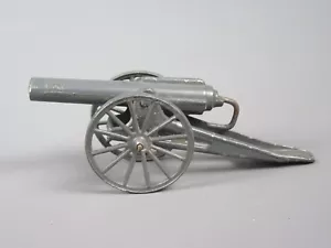 B618 Jouet Ancien France Canon 75 mm Métal Pièce d'Artillerie Gris Militaire - Imagen 1 de 10