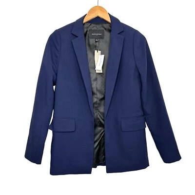 Chaqueta Blazer Banana Republic Factory Mujer Frente Abierto Talla 0 Azul Forrada Foto 1 de 4