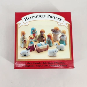 Vintage Neu im Karton Eremitage Keramik Miniatur Krippe Set handbemalt Porzellan 11 Stck. - Bild 1 von 4