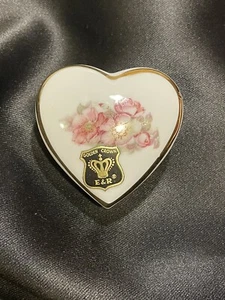 Portagioie vintage corona dorata E&R Germania floreale porcellana a forma di cuore NOS - Foto 1 di 3