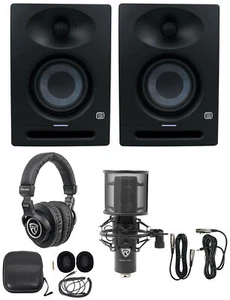 2) Presonus Eris Studio 4 Powered Active 4.5" Studio Monitors + Mic + Headphones - Picture 1 of 12