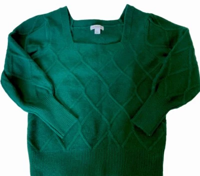 Зеленый вязаный свитер Liz Claiborne размер большой квадратный вырез - Изображение 1 из 4