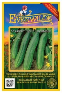 100 Straight Eight Cucumber Seeds - Everwilde Farms Mylar Seed Packet - Picture 1 of 3