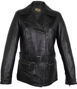 Damen Motorrad Lederjacke aus weichem Lammleder, slim fit, taillierter Schnitt - Bild 1 von 5