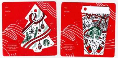 2017 STARBUCKS Gift Card Christmas Holidays - LOT of 2 - Cup & Tree - No Value - Image 1 of 2