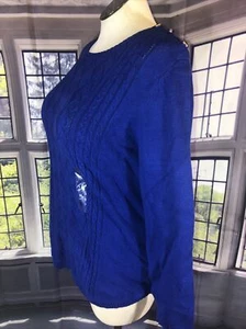 Charter Club XL NWT Sweater Cable-Knit Button-Trim Gold Button Blue $60 🧡 - Picture 1 of 11