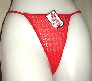 Nuevo con etiquetas Meng You NvRen TRES Sexy Rojo Nailon Encaje Bikini Tanga Cuerda G Pantalones L - Imagen 1 de 2