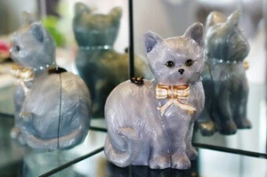 AUTHENTIC TIMMY WOODS SPARKLING SWAROVSKI CRYSTALS KITTY MINAUDIERE CAT BAG GREY - Picture 1 of 17