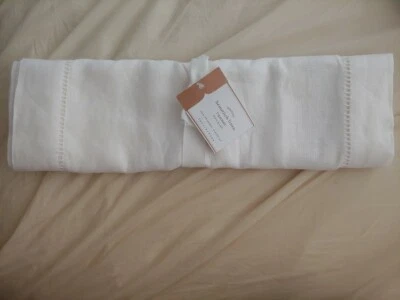 Corredor de mesa de lino dobladillo granero cerámica original $79 nuevo blanco Foto 1 de 2