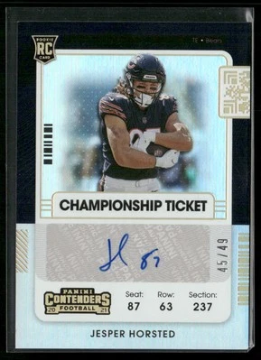 2021 Contenders Championship Ticket RC Auto /49 - #284 Jesper Horsted - Bears - Image 1 of 2