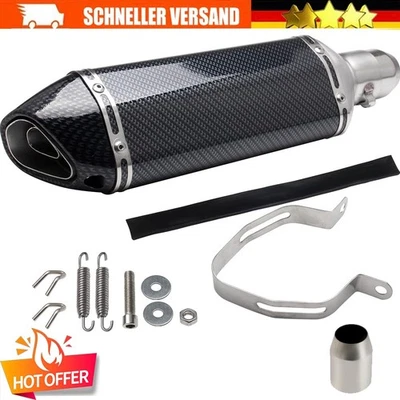 370mm Universal Motorrad Auspuff Endtopf Schalldämpfer abnehmbar Carbon Stil DHL - Bild 1 von 4