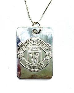 Vintage Sterling Silber Manchester United Erkennungsmarke Anhänger Halskette 6,7 gr - Bild 1 von 9