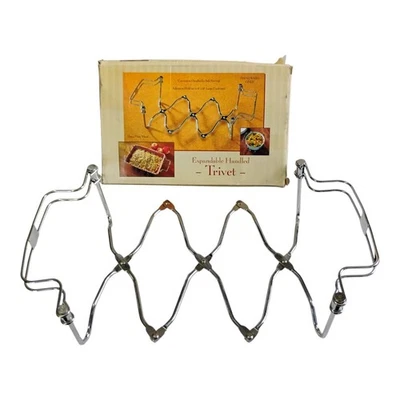 Vintage Expandable Handled Casserole Trivet Adjusts to 9"x13" Chrome Carry PYREX - Image 1 of 4