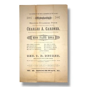 c1883 Charles A. Gardner Second Starring Tour Theater Program Patti Rosa Chicago - Picture 1 of 4