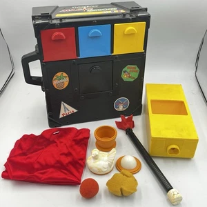 Vintage 1982 Fisher Price Magic Show Set Trunk Tricks Case Props Wand Scarf Dove - Picture 1 of 14