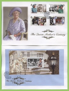 St Helena 1999 Queen Mother's Century set & m/s on two First Day Covers - Picture 1 of 1