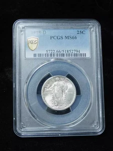 1918-D 25c Standing Liberty Silver Quarter - PCGS MS66  - Picture 1 of 2