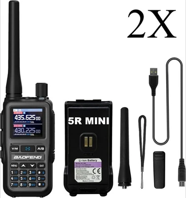 Baofeng UV5R Mini Walkie-Talkie VHF UHF Doppelte PTT  USB-C NOAA App-Program - Bild 1 von 4