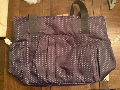 Thirty-One Take The Day Gray w Polka Dots Diaper Bag Tote Duffle  20” NEW - Image 1 of 3
