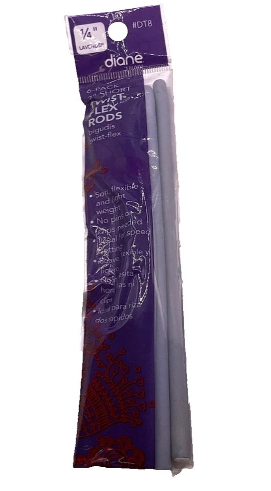 Diane #T8 Twist Flex Hair Perm Rods - Lavender 1/4" (6 Pack) - Image 1 of 1