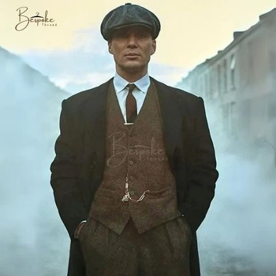 Traje de 3 piezas de tweed marrón oscuro para hombre de colección Peaky Blinders lana traje de boda Foto 1 de 4