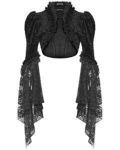dark In Love dark Bohemian Gothic Ivy Velvet Flare-Sleeve Bolero Shrug - Bild 1 von 13