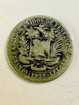 Bolívar Plata 1926 Venezuela Foto 1 de 2