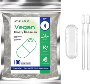 Capsule Vuote Vegetali Taglia 4 (100 Unità) Con 2 Cucchiai – Senza Gelatina, Tag - Foto 1 di 12