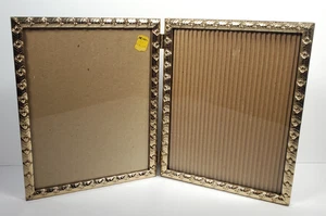 Vintage Doppel Bilderrahmen Messing Metall 8x10 freistehend Hochformat - Bild 1 von 8