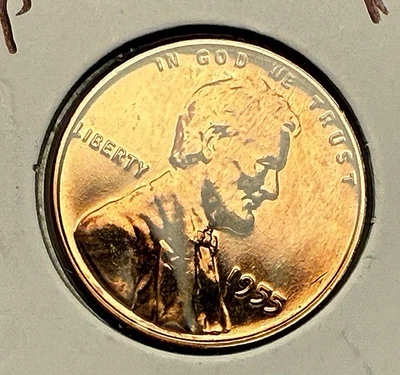 1955-P Lincoln Wheat Proof ~ 1 Blazing Red Coin with Imperfections  ~ Nice ~ T57 - Image 1 of 3