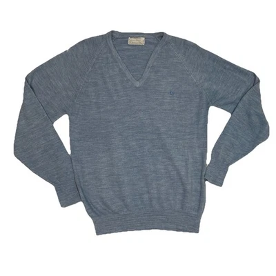 Suéter Vintage Christian Dior Para Hombre Talla L Grande Cuello en V Azul Hecho en EE. UU. Diseñador Foto 1 de 4