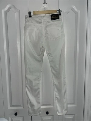 28 $950 GUCCI Blanco JEANS ELÁSTICOS DENIM Ajustado Ajustado LOGO Cintura Alta Foto 1 de 4