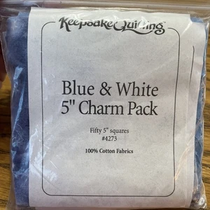Keepsake Quilting - Blue & White 5" Charm Pack #4273 - Fifty 5" Squares - COTTON - Picture 1 of 10