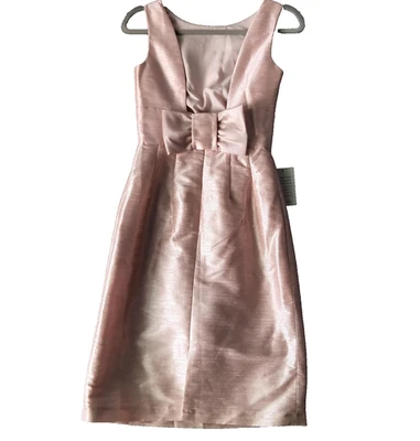 Alfred Sung 连衣裙女式 0 珍珠粉色鸡尾酒蝴蝶结紧身正式伴娘 — 第 1/4 张图片