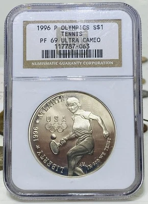 1996 Olympics Tennis Commemorative Silver Dollar NGC PF 69 Ultra Cameo - Image 1 of 4