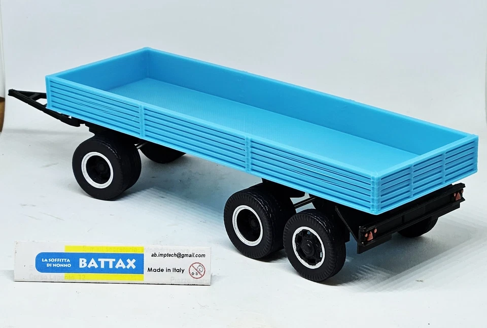 # 1/43 RIMORCHIO a 3 ASSI VIBERTI azzurro (7,5 m) by BATTAX x IXO/deagostini # - Immagine 1 di 1
